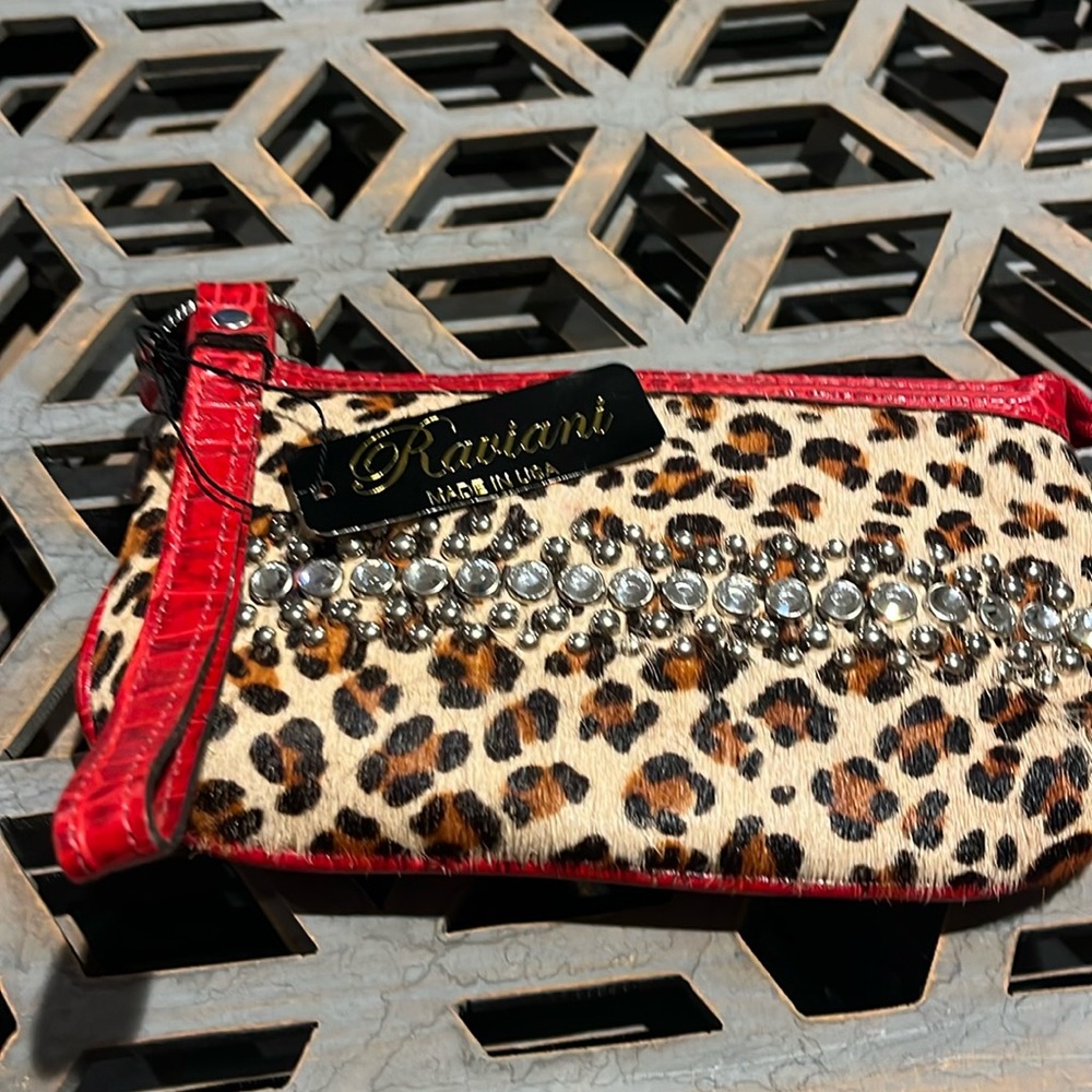 Leather Leopard Rhinestone Wristlet - Picture 12 of 12